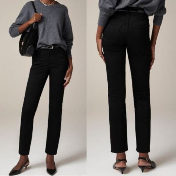 J. Crew Women's Mid Rise Straight Petite Slim Jean CC546 True Black Size P27 NWT - Picture 1 of 4